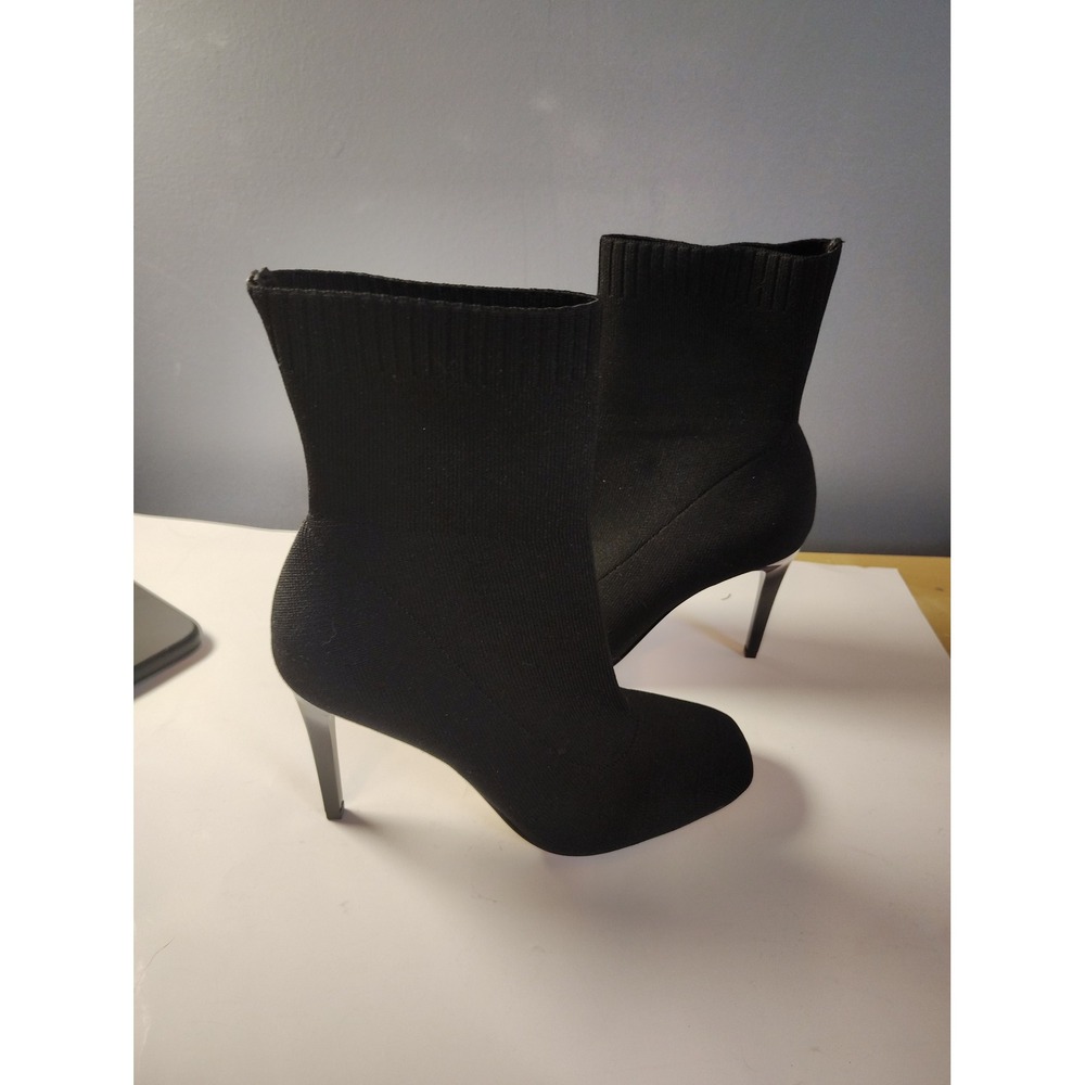 INC International Concepts Vidalia Black Knit Sock Ankle Boots‎ Stiletto Heel 5M